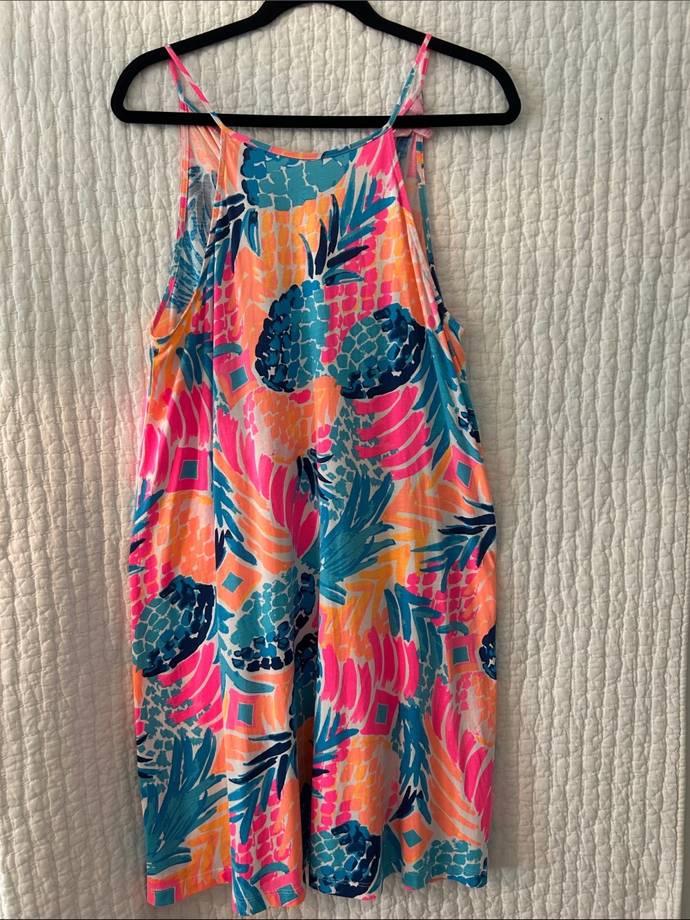 Lilly Pulitzer Tropical Pineapple Print Sleeveless Dress in Pink, Teal, Orange